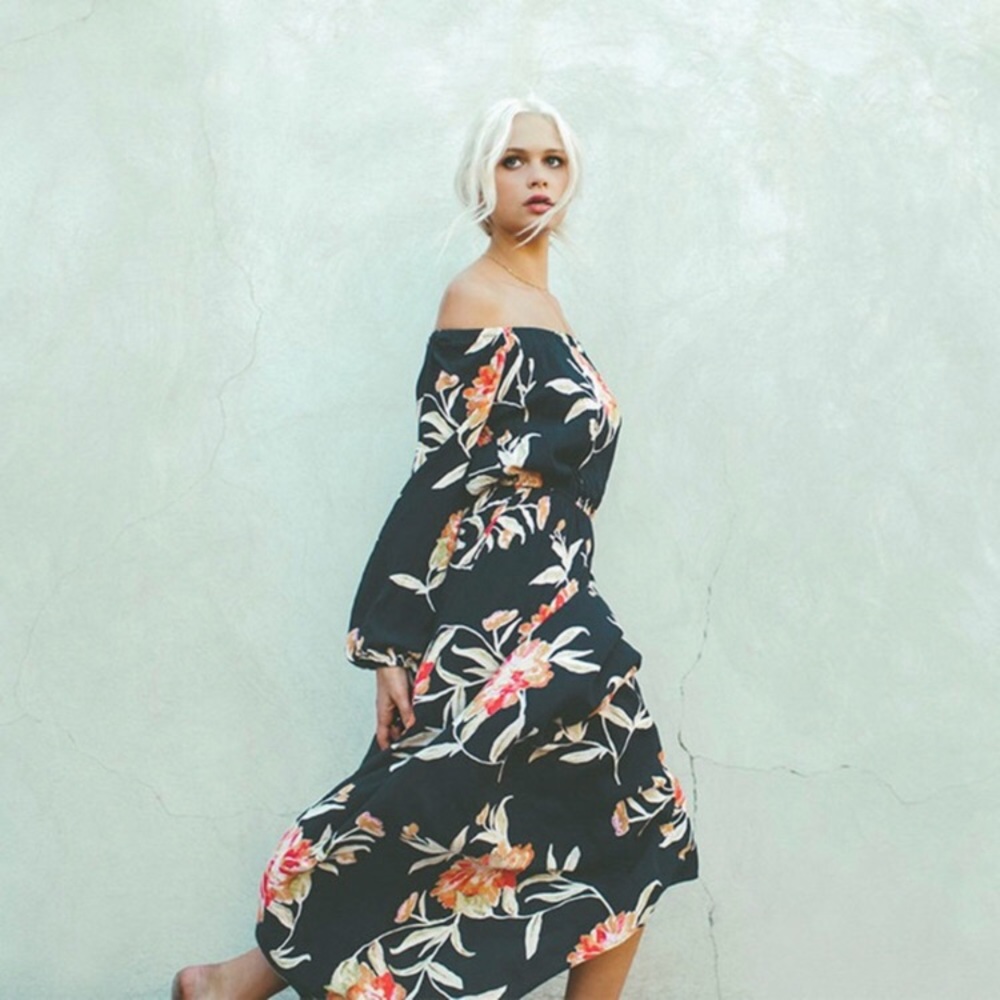 Billabong Crystal Ball Washed Black Maxi Dress